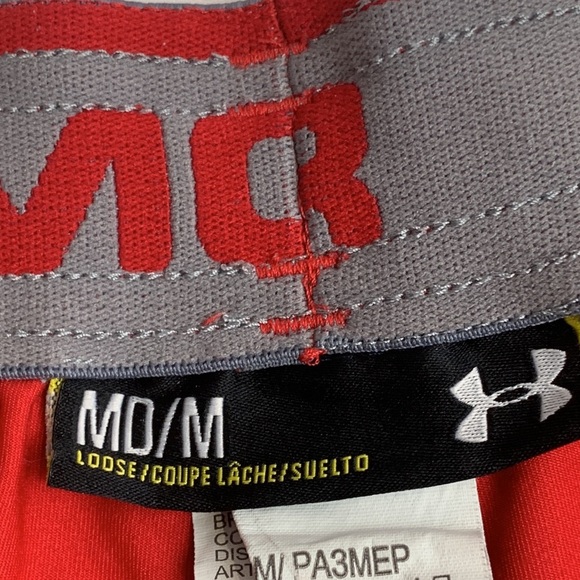 Under Armour Red Mesh Men's Basketball Gym Shorts - Picture 4 of 9
